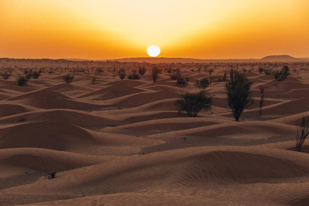 coucher de soleil au sahara du desert