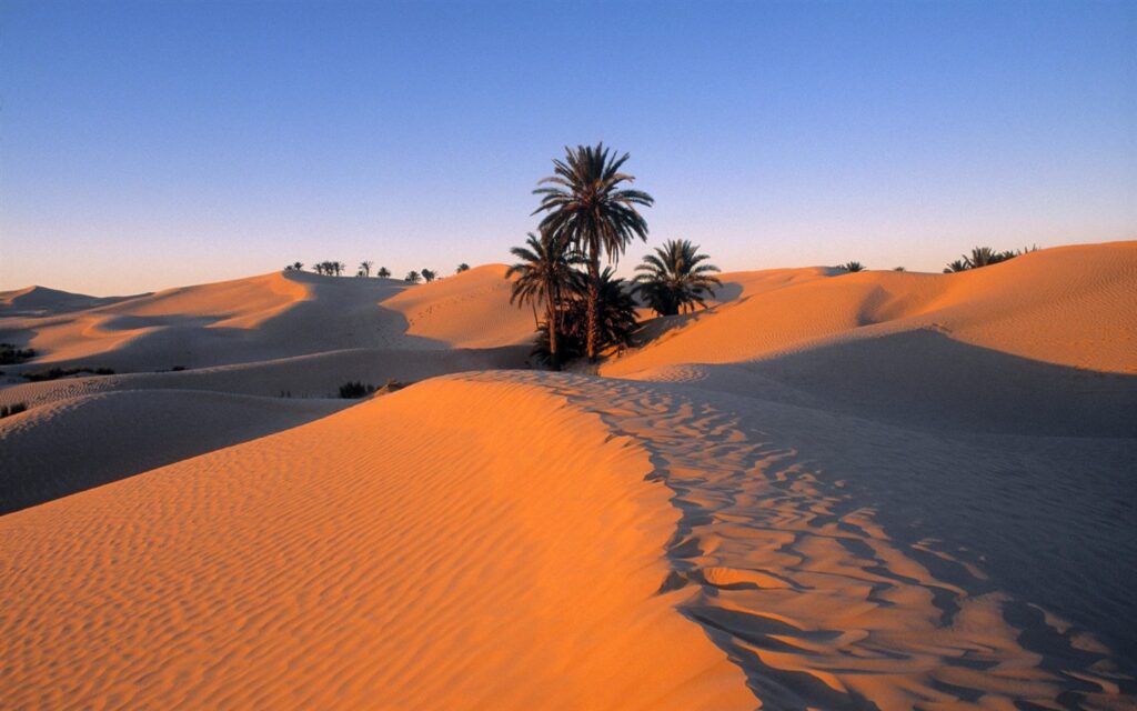 Coucher de soleil désert du Sahara